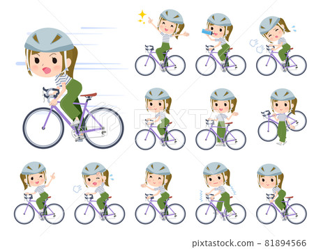 Casual fashion women's set on a road bike Casual fashion women's set on a road bike 81894566