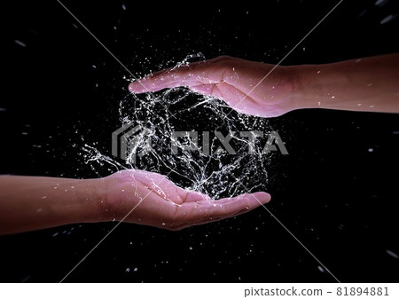 Water swirling in the palm of your hand Water swirling in the palm of your hand 81894881