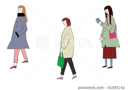 Women in autumn / winter clothes Women in autumn / winter clothes 81895142