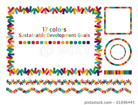 Sustainable Development Goals Image of SDGs Beautiful frame and decorative ruled line set vector composed of 17 colors 81896445
