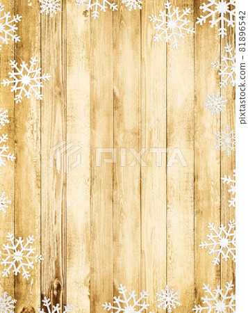 Snowflake and wood grain background material 81896542