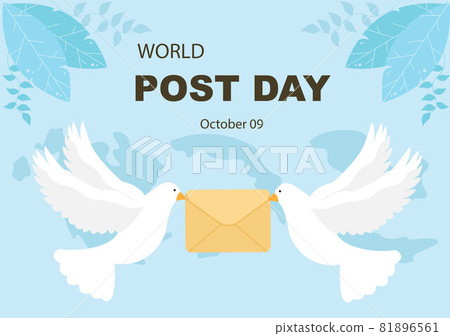 World Post Day Background Which is Celebrated on October 9 with Mail Box, Map, Bird or Letter for Greeting, Poster, Profile Photo. Vector Illustration 81896561
