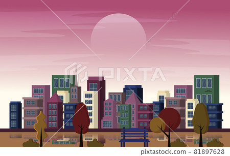Autumn Fall Season City Park Building Trees Cityscape Flat Design Illustration Autumn Fall Season City Park Building Trees Cityscape Flat Design Illustration 81897628