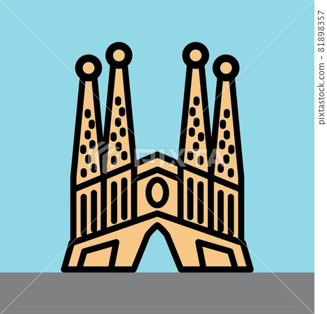 outline simplicity drawing of sagrada familia landmark front elevation view. outline simplicity drawing of sagrada familia landmark front elevation view. 81898357