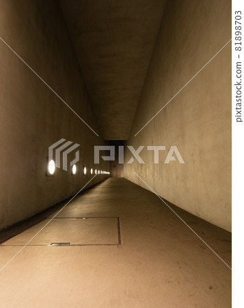 Concrete wall walkways and lighting at night Concrete wall walkways and lighting at night 81898703