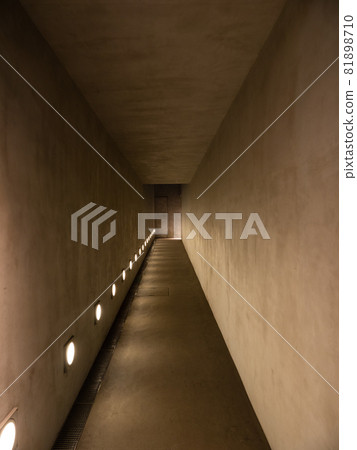 Concrete wall walkways and lighting at night Concrete wall walkways and lighting at night 81898710