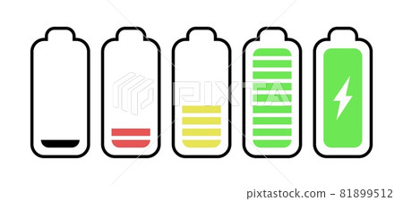 battery level indicators. Charging level batteries charge indicator. 81899512