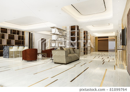 3d rendering modern luxury hotel and office reception and meeting lounge  81899764