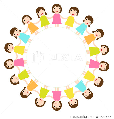 Cute children who curl up and hold hands 81900577