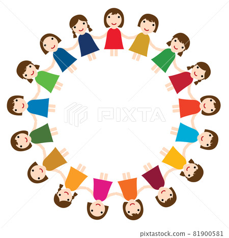 Cute children who curl up and hold hands 81900581