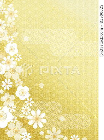 Golden Japanese pattern floral pattern 81900625