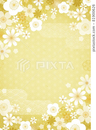 金色日本花紋花卉圖案 金色日本花紋花卉圖案 81900626