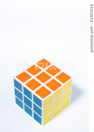 Rubik's Cube on a white background. Rubik's Cube with copy space. Rubik's Cube on a white background. Rubik's Cube with copy space. 81901019