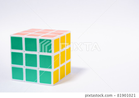 Rubik's Cube on a white background. Rubik's Cube with copy space. Rubik's Cube on a white background. Rubik's Cube with copy space. 81901021