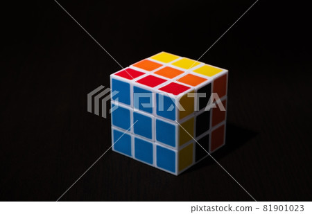 Rubik's Cube on a black table. Rubik's Cube on a black table. 81901023