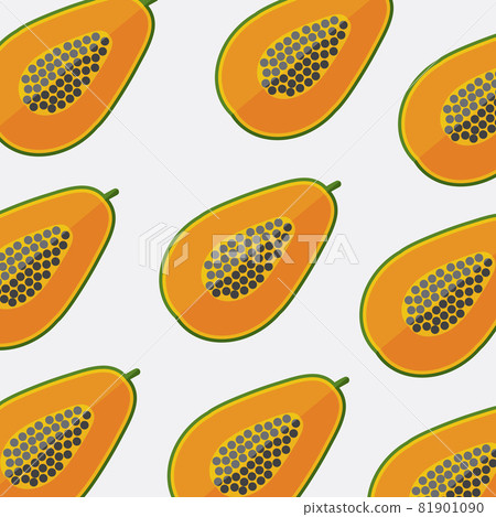 Flat Design Papaya Pattern Vector Illustration. Flat Design Papaya Pattern Vector Illustration. 81901090