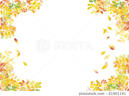 Watercolor style autumn leaf corner frame 81901191