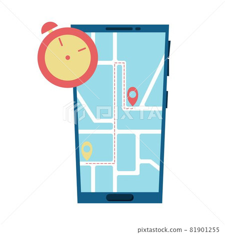 GPS navigation map, smart phone map app and red dot on screen. Fast delivery concept. GPS navigation map, smart phone map app and red dot on screen. Fast delivery concept. 81901255