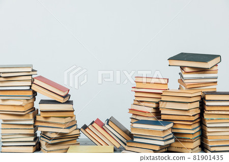 Stacks of books for teaching knowledge library university school white background Stacks of books for teaching knowledge library university school white background 81901435