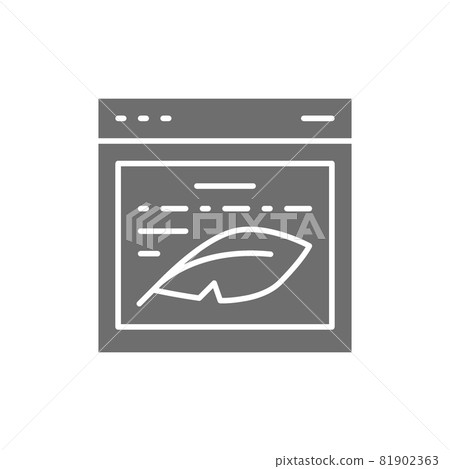 Writers website, prose, text on display grey icon. Writers website, prose, text on display grey icon. 81902363
