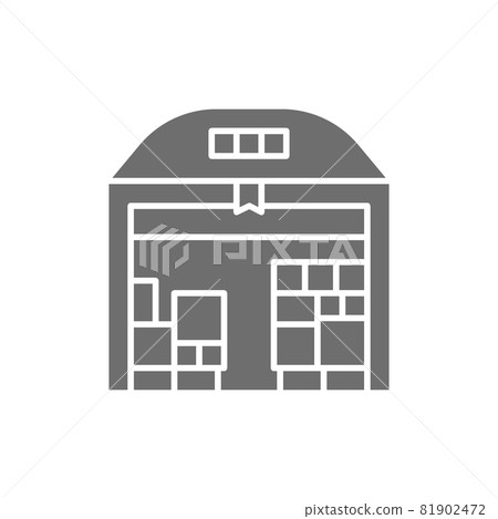 Warehouse with parcels grey icon. Isolated on white background Warehouse with parcels grey icon. Isolated on white background 81902472
