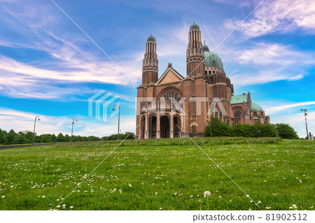 Brussels Belgium, city skyline at Koekelberg Basilica of the Sacred Heart of Brussels (Sacre Coeur) 81902512