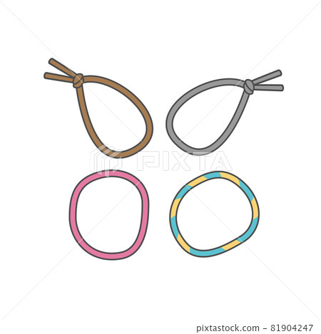 Illustration material of various variations of hair rubber Illustration material of various variations of hair rubber 81904247