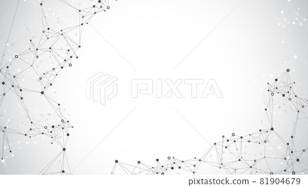 Technology abstract background with connected line and dots. Big data visualization. Artificial Intelligence and Machine Learning Concept Background. Analytical networks illustration 81904679