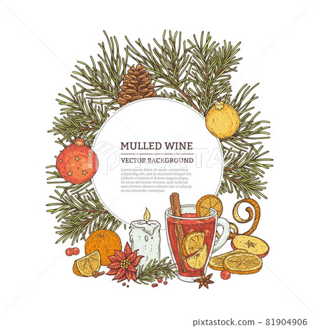 Vector label for mulled wine with traditional holiday christmas design Vector label for mulled wine with traditional holiday christmas design 81904906