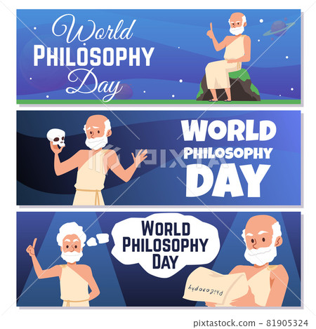 Banners for world philosophy day with antique greek philosophers or scientists Banners for world philosophy day with antique greek philosophers or scientists 81905324