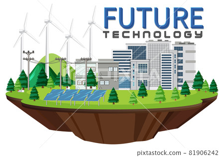 Green energy generated by wind turbine and solar panel 81906242