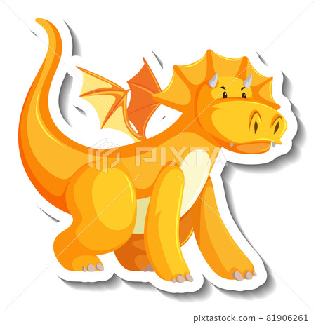 Cute yellow dragon cartoon character sticker 81906261