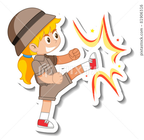 Little girl scout cartoon character sticker Little girl scout cartoon character sticker 81906316