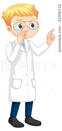 A boy cartoon character wearing laboratory coat A boy cartoon character wearing laboratory coat 81906318