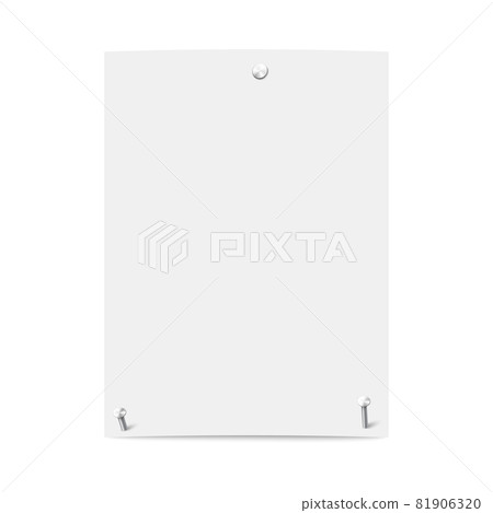 vector illustration isolPaper hanging on wall with nails, realistic vector illustration isolated.ated onwhite background. vector illustration isolPaper hanging on wall with nails, realistic vector illustration isolated.ated onwhite background. 81906320