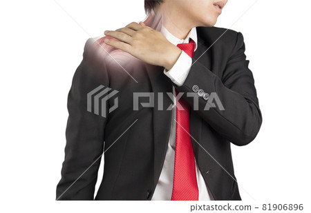 office worker feel shoulder muscle pain 81906896