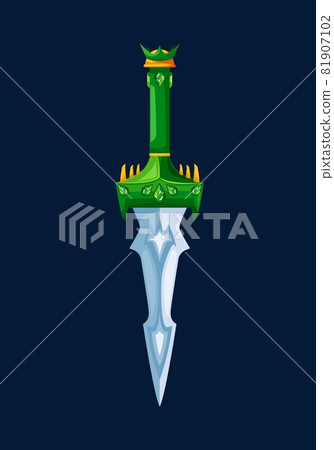 Magical cartoon steel dagger blade with green... - Stock Illustration ...