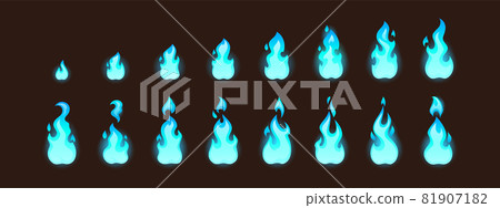 Burning blue fire for 2d animation or video game 81907182