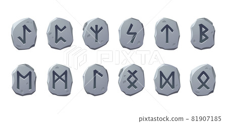 Rune stones with sacred glyphs for game design Rune stones with sacred glyphs for game design 81907185