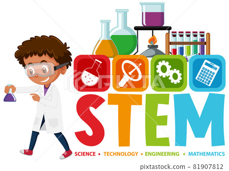 Colourful STEM education text icon Colourful STEM education text icon 81907812