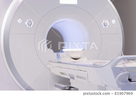 Closeup of modern magnetic resonance imaging machine background 81907969
