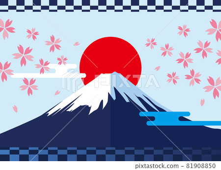 富士山和櫻花的插圖 81908850