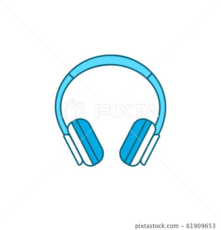 Headphones color line icon. Hardware device. 81909653