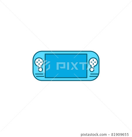 Game console portable color line icon. Electronic device. Game console portable color line icon. Electronic device. 81909655
