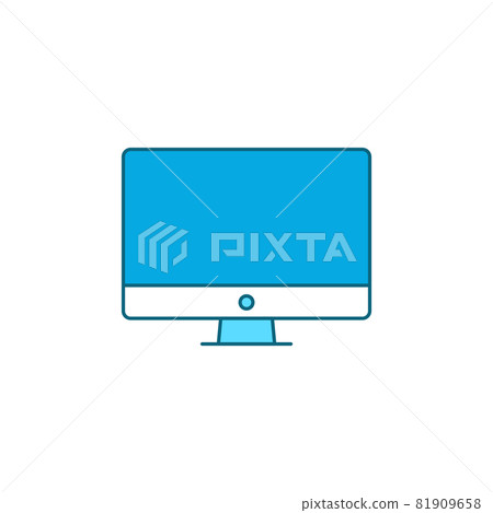 Computer display color line icon. Front view. 81909658