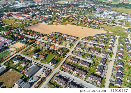 Aerial View of modern residential district in Europe city Aerial View of modern residential district in Europe city 81910387