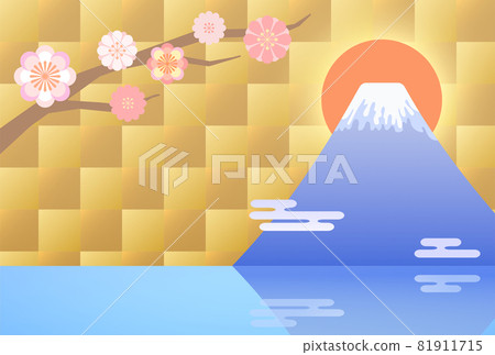 Mt. Fuji sunrise wallpaper background illustration 81911715