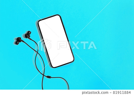 Trendy Mobile Phone Application Mockup with Headphones 81911884