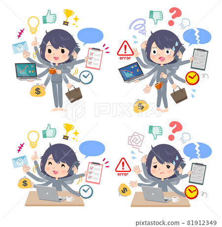 A set of neat women who multitask in the office 81912349