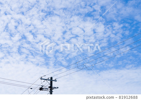 Electric pole with beautiful blue sky background 81912688